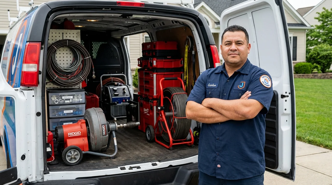 Professional drain cleaning equipment and Johns Plumbing LLC plumber in Bealeton